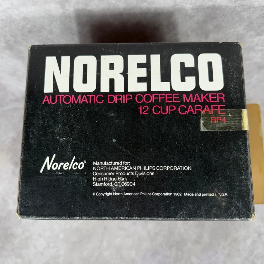 Vtg Norelco Automatic Drip Coffee Maker 12 Cup‎ Carafe RP4 Replacement NEW IN BO